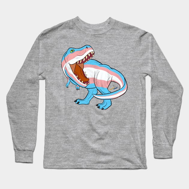 Transosaurus Rex (Scaled) - Transgender Pride Long Sleeve T-Shirt by tygerwolfe